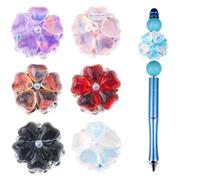 DICOSMETIC 7Pcs 7 Colors Rhinestone Focal Beads for Pens Large Flower Pen Beads Glass Glass Spacer Beads for Pens Large Rhinestone Beads for Jewelry Keychain Making, Hole: 2mm