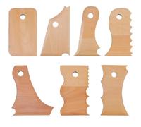 DICOSMETIC 7Pcs Wooden Pottery Ribs Trimming Tools, Multi-Functional Clay Carving Shaping Smoothing Detailing Tools for Pottery Beginners Hobbyists Ceramic Craft Accessories for Studio Art Classroom
