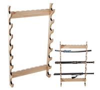 DICOSMETIC 8-Tier Sword Katana Wall Mount Holder Plaque Swords Hanger Sword Display Holder BurlyWood Japanese Swords Rack Hanger for Home Decor Collectors Men Husband Gift