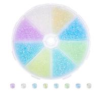 DICOSMETIC 80G 8 Colors Cylinder Glass Seed Beads Glow in the Dark Beads 2.5mm Small Glass Seed Bead Blue Cyan Color UV Bracelet Bead for DIY Bracelet Necklaces Jewelry Making