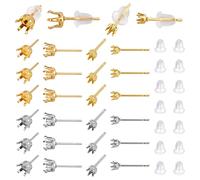 DICOSMETIC 80pcs 2 Colors Blanks Prong Earring Settings 2.5mm and 5mm Claw Earrings Rhinestone Claw Earring Components with 100pcs Silicone Ear Nuts for Earring Jewelry Making, Pin: 0.9mm