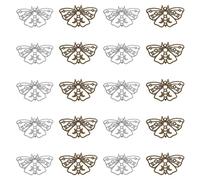 DICOSMETIC 80pcs 2 Colors Moth Butterfly Charms with Moon Phase Pattern Tibetan Style Alloy Nature Themed Insect Charms for DIY Jewelry Making, Hole: 1.6mm
