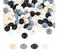DICOSMETIC 80Pcs 4 Colors Abacus Beads Silicone Bulk Lentil Silicone Loose Beads 2mm Saucer Loose Spacer Beads Colorful Silicone Bead Loose Ball Beads for Keychain Jewelry Making