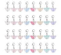 DICOSMETIC 80Pcs 8 Styles Clip on Charm Butterfly Dangle Charms Glass Beads Pendant Stitch Marker Charms Animal Bead Charm with Alloy Lobster Claw Clasps for Jewelry Crafts Weaving Sewing Luggage Bag