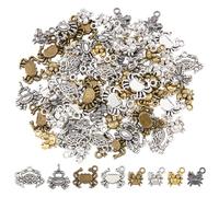 DICOSMETIC 80Pcs 8 Styles Crab Charms Antique Silver Tiny Crab Charms Alloy Tibetan Pendants Marine Charms Bulk for DIY Necklace Jewelry Making, Hole: 1.6-2mm