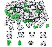 DICOSMETIC 80Pcs 8 Styles Panda and Bamboo Mini Accessories Tiny Panda Figurines for Dollhouse Flatback Resin Pandas Cabochons Cute Animals Nail Charms for DIY Hair Clips Phone Cases Scrapbooking