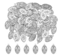 DICOSMETIC 80pcs Antique Silver Alloy Religious Oval Medal Religious Virgin Mary Pendant Milagrosa Medals Pray for DIY Jewelry Making, Hole: 1.8mm