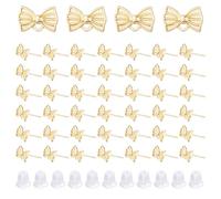 DICOSMETIC 80Pcs Bow Earring Finding Golden Bowknot Stud Earring Alloy Bow Tie Post Earrings Stainless Steel Steel Pin 150Pcs Plastic Ear Nuts for DIY Earrings Jewelry Making