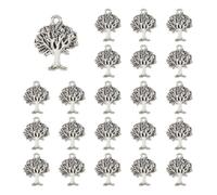 DICOSMETIC 80Pcs Tree of Life Charms Tibetan Style Alloy Tree Charms Small Antique Silver Family Charms Lucky Tree Charms for DIY Crafting Bracelet Necklace Jewelry Making, Hole: 2mm