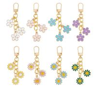 DICOSMETIC 8Pcs 8 Styles Zipper Pull Charms Bulk Alloy Enamel Zipper Replacement Metal Zippers Decorative Flower Charms Zippers Pull Extended Tab Mend Fixer for DIY Sewing Backpacks Wallet Handbags