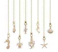 DICOSMETIC 8Pcs Ceiling Fan Pull Chains Alloy Ocean Theme Pull String Extenders Golden Light Pulls Extension Chain Sea Animal Pulls Chain Pendant with Connector for Fan Wall Lamp Home Decor