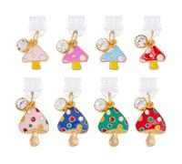 DICOSMETIC 8Pcs Dust Plug Charms Bulk Mushroom Type-C Charging Port Charm Cell Phone Charm Plug Cover Plastic Dust Plugs with Alloy Enamel Charms USB C Port Cap Protector Pendants for Earphone