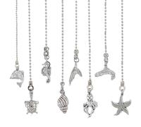 DICOSMETIC 8Pcs Fan Pull Chain 8 Styles Ceiling Pull Chain Extension Starfish Marine Organism Fan Pull Chain Stainless Steel Ball Chain Extender for Summer Light Lamp Home Decor
