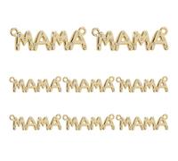 DICOSMETIC 8Pcs MAMA Charms Bulk Brass Cubic Zirconia Mother's Day Charms Real 18K Gold Plated Word Charm 8.5x27.5x2mm Lettering Connector Charm Pendants for DIY Jewelry Necklace Bracelet Making