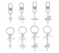 DICOSMETIC 8Pcs Star Keychain Alloy Aesthetic Keychain Cute Key Ring Moon Pendant Keychains Celestial Charm with Swivel Clasps for Backpack Wallet Key Handbag Car Party Favors DIY Decoration
