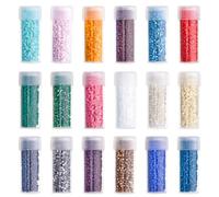 DICOSMETIC 90G 2mm Seed Beads Bulk 18 Colors Cylinder Glass Seed Beads Round Hole Mini Bead Small Loose Spacer Craft Bead for Bracelet Necklace Earring Jewelry Making, Hole: 0.8mm