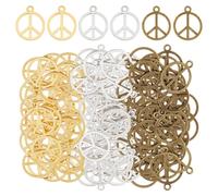 DICOSMETIC 90Pcs 3 Colors Alloy Peace Symbol Charms Pendant Flat Round Peace Sign Charms Ring with Peace Sign Pendants for DIY Necklace Bracelet Jewelry Making, Hole: 2.5mm
