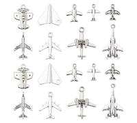 DICOSMETIC 90Pcs 9 Styles Airplane Charm Bulk Metal Aircraft Charms Transportation Pendants Antique Silver Plane Charm Alloy Flight Charms for DIY Jewelry Crafting Necklace Bracelet
