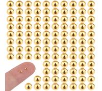 DICOSMETIC 925 Sterling Silver Round Beads 24K Gold Plated Beads Mini Seamless Beads 2mm Round Ball Beads Smooth Round Beads for DIY Necklace Bracelet Jewelry Making, 120Pcs