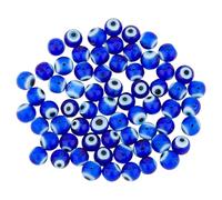 DICOSMETIC 98Pcs Handmade Evil Eye Lampwork Blue Round Evil Eye Beads 8mm for DIY Bracelets Necklace Jewelry Making, Hole: 1mm