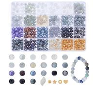 DICOSMETIC About 660pcs Glass Round Beads Plastic Beads Jewelry Making Finding Kit Crackle Glass Beads Frosted Beads Imitation Jade Glass Beads for Jewelry Making, Hole: 0.5-2.2mm
