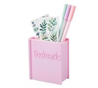 DICOSMETIC Book Shaped Bookmark Holder 3D Funny Bookmark Accessories Small Desk Storage Box Bookish Accessories Gifts for Book Lovers Creative Desk Decor for Home Office, Pink