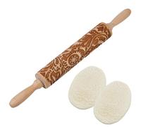 DICOSMETIC Christmas Wooden Rolling Pin Wooden Embossed Rolling Pin 40.6x4.5cm Dough Roller for Baking with Snowflake Pattern Christmas Kitchen Tool for Baking Embossed Cookies, Pastries, Waffles