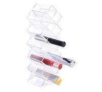 DICOSMETIC Clear Acrylic Lipstick Organizer 16 Grid Stackable Fish Shape Lip Gloss Storage Tower 9.13x3.15x2.40 Inch/23.2x8x6.1cm Mini Perfume Rollerball Holder for Makeup Desk Bathroom