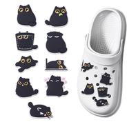 DICOSMETIC Cute Shoe Charms for Sneakers Resin Shoe Charms Shoelace Decorations Accessories Cat Clog Charm Acrylic Flower Bear Pearl Charm with Buckle Clips Shoelaces DIY for Women, Black, 0.77-1.16