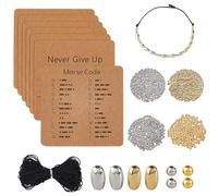 DICOSMETIC DIY Morse Code Bracelet Bead Kit Adjustable Braiding Bracelets Necklaces Kit Including 1200Pcs 2 Styles Plastic Bead Bulk 10M Waxed Cords 18Pcs Bracelet Display Cards