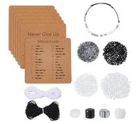 DICOSMETIC DIY Morse Code Bracelet Bead Kit Including 1200Pcs 4 Styles 4MM Glass Beads Bulk 20 Yards 2 Colors Nylon Thread 18Pcs Bracelet Display Cards Adjustable Braiding Bracelets Necklaces Kit