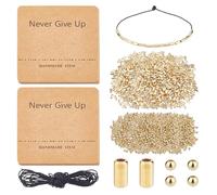 DICOSMETIC DIY Morse Code Bracelet Bead Kit Including 2000Pcs 2 Styles Golden Plastic Bead Bulk 4.36 Yards Waxed Cotton Cord 14Pcs Bracelet Display Cards Adjustable Braided Bracelets Necklaces Kit