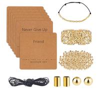 DICOSMETIC DIY Morse Code Bracelet Bead Kit Including 200Pcs 2 Styles Golden Stainless Steel Bead Bulk 5.46 Yards Waxed Cotton Cord 14Pcs Bracelet Display Cards Adjustable Braid Bracelets Kit