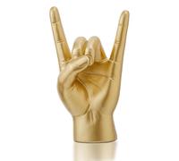 DICOSMETIC Gold Hand Sculpture I Love You Hand Statue Rock and Roll Desk Decor ASL Hands Sign Sculpture Resin Shelf Decoration Ring Display Stand for Home Decor Living Room Office Desk