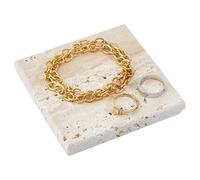 DICOSMETIC Natural Marble Jewelry Dish 10x10cm Square Stone Jewelry Tray Decorative Marble Jewellery Dish Small Stone Tray for Rings Earrings Necklaces Chains, Beige
