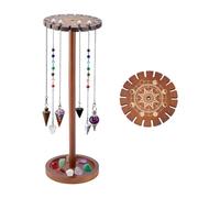 DICOSMETIC Pendulum Crystal Display Holder Moon Phase Wooden Pendulum Holder 4.92 Inch Pendulums Display Rack with 18 Slots Round Base Tall for Witchcraft Supplies Meditation Yoga Room