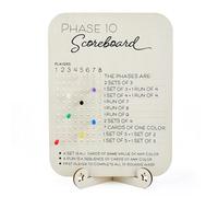 DICOSMETIC Phase 10 Score Board Wooden Phase 10 Scoreboard with 8 Colored Cribbage Pegs Fun Board Card Games Accessories for Board Games Family Party Birthday Christmas, 22x8x31cm