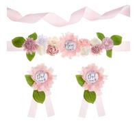 DICOSMETIC Pink Baby Shower Maternity Sash Belly Belt Mom to Be Sash Daddy to Be Corsage Pin Baby Girl Gender Reveal Decorations Pregnancy Photography Props with Waistband and Flower Brooch