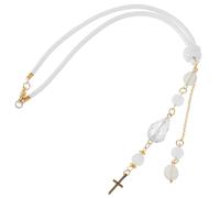 DICOSMETIC Rear View Mirror Accessories 26cm Cross Car Hanging Ornament Natural Stone Christian Car Accessories Cross Rearview Mirror Hanging Clear Glass Crystal Cars Decor for Women Men, White