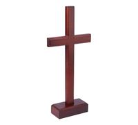 DICOSMETIC Wall and Table Wood Cross Crucifix Standing or Hanging Christian Cross 31.5x14.5cm Wooden Jesus Crucifix with Detachable Stand for Christmas Church Home Decor, Dark Red