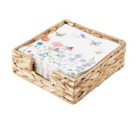 DICOSMETIC Wicker Napkin Baskets for Bathroom 19x19x6.7cm Square Rattan Napkin Holder Grass Woven Guest Towel Holder Woven Flat Basket Tray for Restaurant Kitchen Bathroom Accessories