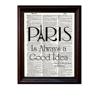 Dictionary Art Print - Audrey Hepburn Quote Paris - Printed on Recycled Vintage Dictionary Paper - 8"x11" - Mixed Media Poster on Vintage Dictionary Page