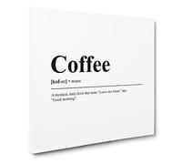 Dictionary Coffee Modern Typography Quote Canvas Wall Art Print Ready to Hang, Framed Picture for Living Room Bedroom Home Office Décor, 14x14 Inch (35x35 cm)