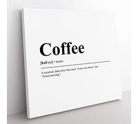 Dictionary Coffee Modern Typography Quote Canvas Wall Art Print Ready to Hang, Framed Picture for Living Room Bedroom Home Office Décor, 50x50 cm (20x20 Inch)