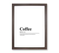 Dictionary Coffee Typography Quote Framed Print | A3 Walnut Framed Wall Art | Ready to Hang | Modern Food Picture | Living Room Bedroom Lounge Office