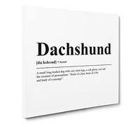 Dictionary Dachshund Modern Typography Quote Canvas Wall Art Print Ready to Hang, Framed Picture for Living Room Bedroom Home Office Décor, 14x14 Inch (35x35 cm)