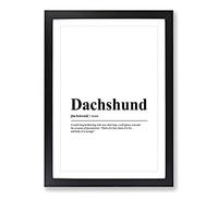 Dictionary Dachshund Typography Framed Print | A2 Black Framed Wall Art | Ready to Hang | Modern Animal Picture | Living Room Bedroom Lounge Office