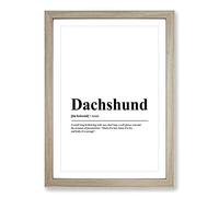 Dictionary Dachshund Typography Framed Print | A2 Oak Framed Wall Art | Ready to Hang | Modern Animal Picture | Living Room Bedroom Lounge Office
