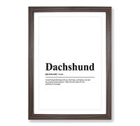 Dictionary Dachshund Typography Framed Print | A2 Walnut Framed Wall Art | Ready to Hang | Modern Animal Picture | Living Room Bedroom Lounge Office