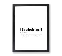 Dictionary Dachshund Typography Quote Framed Print | A2 Black Framed Wall Art | Ready to Hang | Modern Animal Picture | Living Room Bedroom Lounge Office